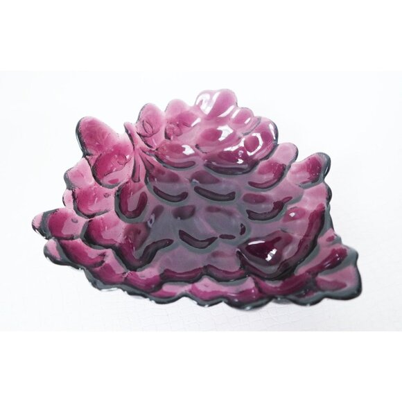 2 Vintage Purple Amethyst German Glass Grape Cluster Candy Dish Bowl - Picture 2 of 5